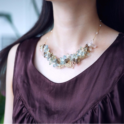 ジェムストーンのビブネックレス～森の女神の装身具～Aurora  