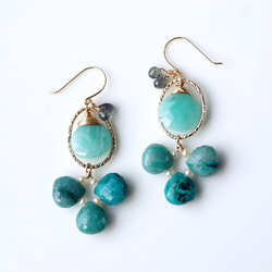 K18 pierced earring with Chrysocolla・Amazonite. 第1張的照片