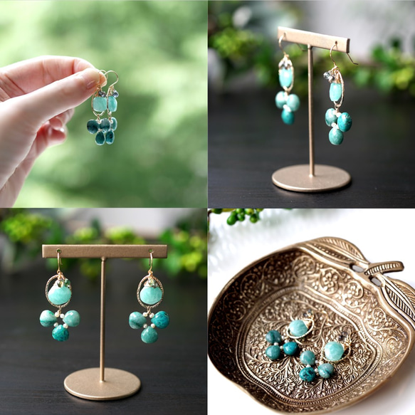 K18 pierced earring with Chrysocolla・Amazonite. 第4張的照片