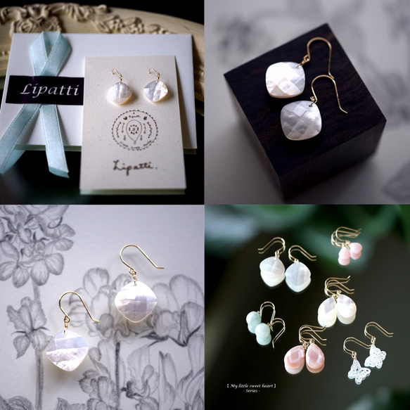 K18 Pierced earring with White shell. 第5張的照片