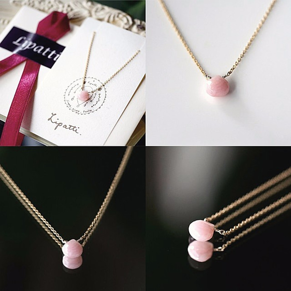 14KGF 40cm Neckrace Pink opal. 第4張的照片