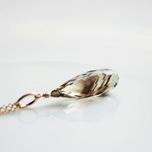 14KGF 50cm Necklace with Lemon smokey quartz 第7張的照片
