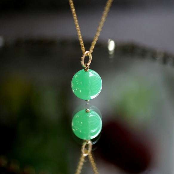 14KGF 40cm Neckrace with Chrysoprase. 第2張的照片