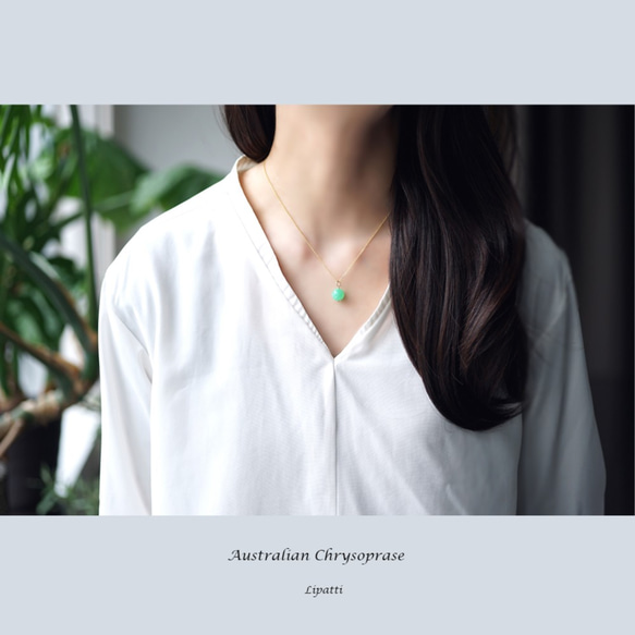 14KGF 40cm Neckrace with Chrysoprase. 第3張的照片