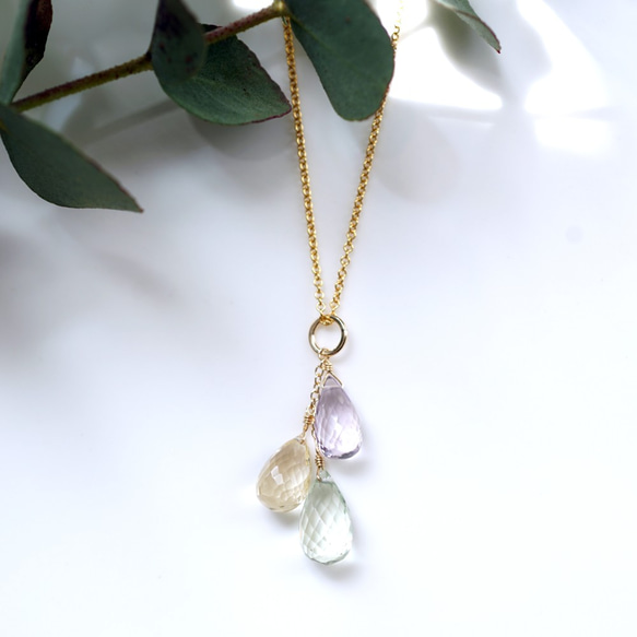 14KGF 40cm Neckrace with Pastel color quartz　 第2張的照片