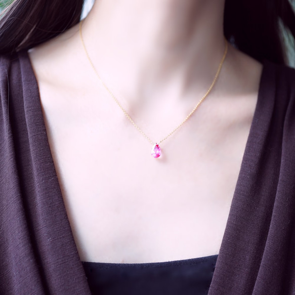 14KGF 40cm Neckrace with Pink Topaz. 第3張的照片