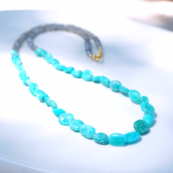 14KGF 70cm Necklace with Amazonite and Labradorite. 第6張的照片