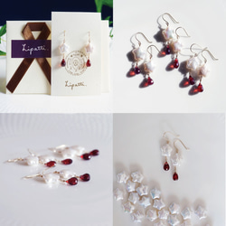 K18 Pierced earring with Garnet and Pearl. 第2張的照片