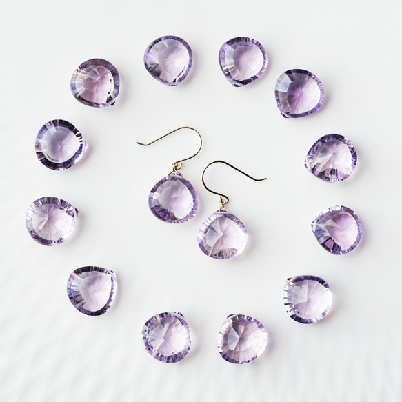 K18 Pierced earring with Pink Amethyst 第1張的照片