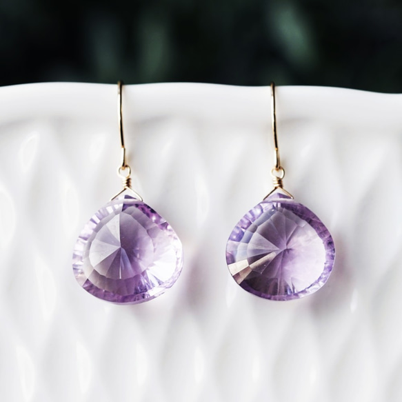 K18 Pierced earring with Pink Amethyst 第2張的照片