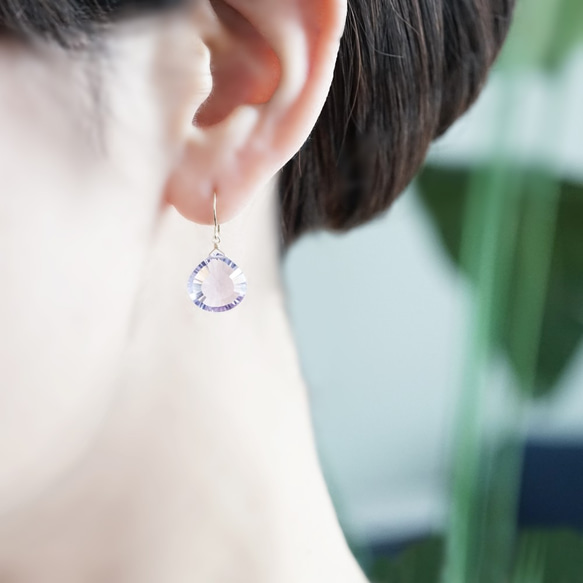K18 Pierced earring with Pink Amethyst 第3張的照片