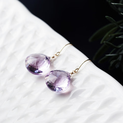 K18 Pierced earring with Pink Amethyst 第9張的照片