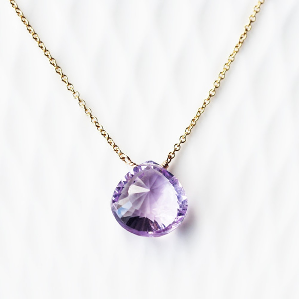 14KGF 40cm Necklace with Pink Amethyst 第1張的照片