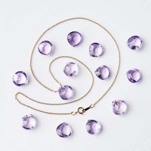 14KGF 40cm Necklace with Pink Amethyst 第2張的照片