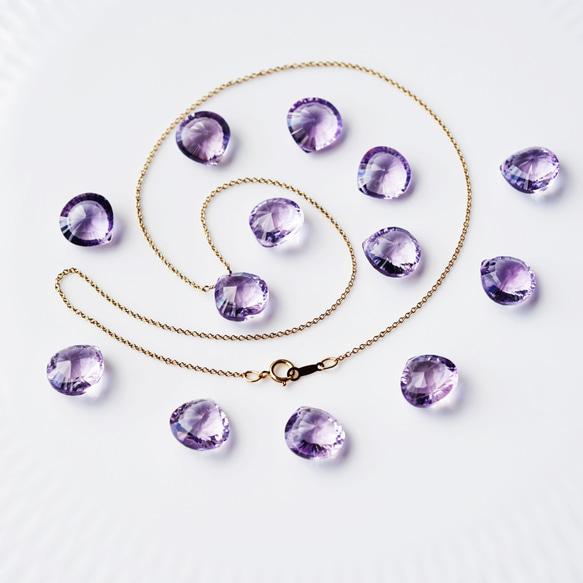 14KGF 40cm Necklace with Pink Amethyst 第10張的照片