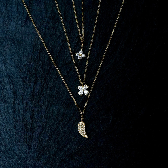 14KGF 40cm Necklace with cubic zirconia. 第5張的照片