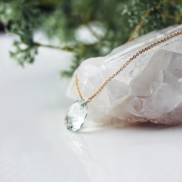 14KGF 45cm Necklace with Green Amethyst. 第7張的照片