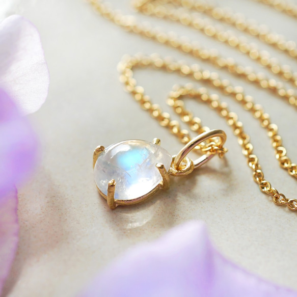 14KGF 40cm Necklace with Labradorite/Rainbow moonstone. 第7張的照片