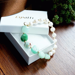 Pearl and Chrysoprase bracelet for 14cm to 16cm wrist 第8張的照片