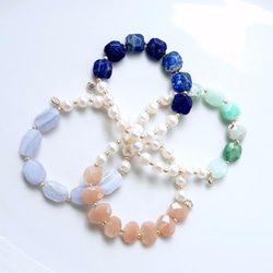 Pearl and Blue lace agate bracelet for 14cm to 16cm wrist 第9張的照片