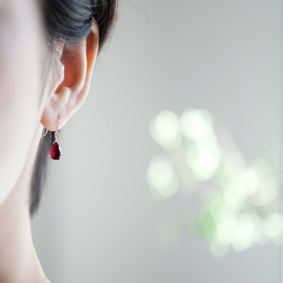 Outlet K18 Pierced Earring with Ruby 第6張的照片