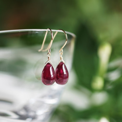 Outlet K18 Pierced Earring with Ruby 第8張的照片