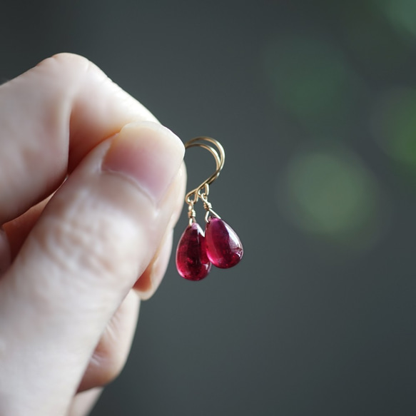 Outlet K18 Pierced Earring with Ruby 第10張的照片