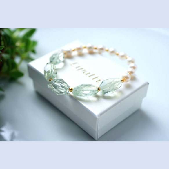 Pearl and Green Amethyst bracelet for 14cm to 16cm wrist 第6張的照片