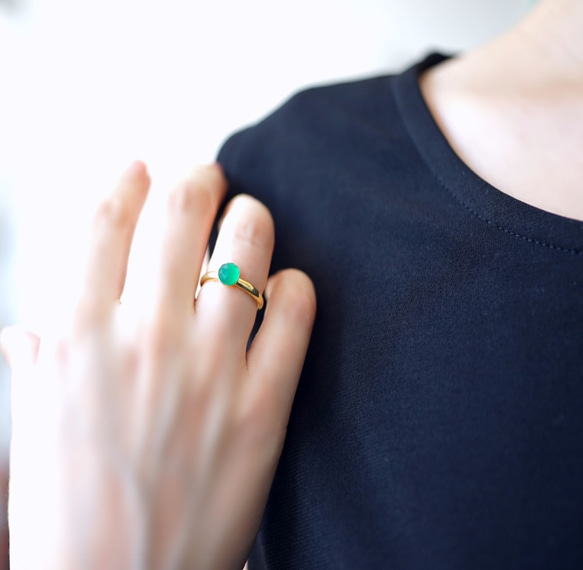 Freesize ring ＃11~free with Green Onix 第4張的照片