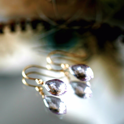 14KGF 粉紅紫水晶吊燈式切割耳環 ~ Stephanie 第4張的照片
