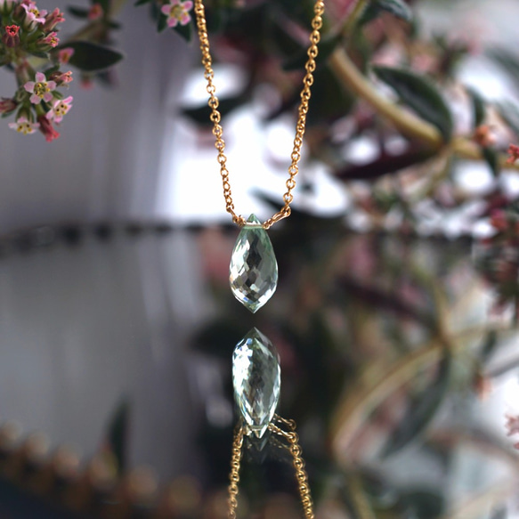 14KGF 40cm Neckrace with Green Amethyst. 第1張的照片