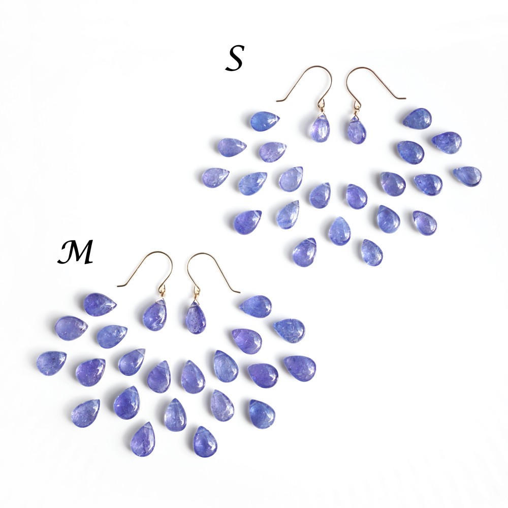 サイズ選べる★タンザナイトのペアシェイプ・サージカルステンレスピアス　～Gilda