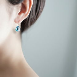 Outlet! K18 Pierced earring with Swiss blue topaz 第3張的照片