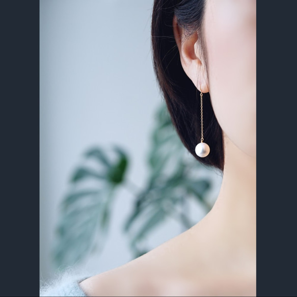 14KGF大貝殼珍珠長耳環~Paquita 第2張的照片
