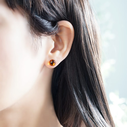 Titanium Pierced earring with Amber 第3張的照片