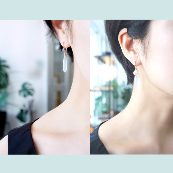 K10 Pierced earring with Pearl and Chalcedony. 第4張的照片