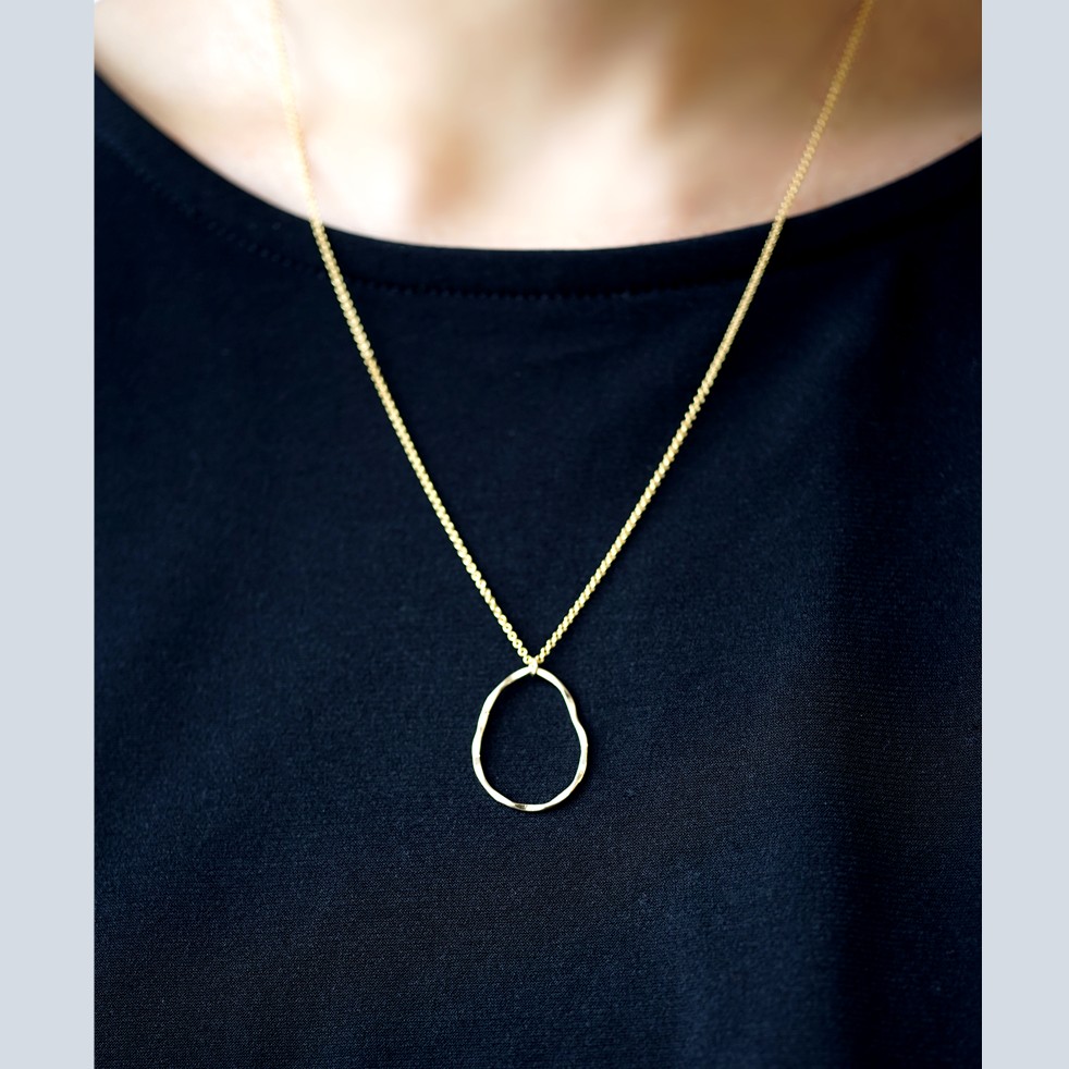 14KGFハンマード・オーバルフープ50cmネックレス　～Blanche