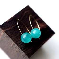 14KGF Pierced earrings with Amazonite 第1張的照片