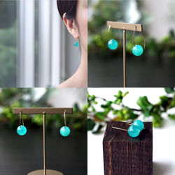 14KGF Pierced earrings with Amazonite 第3張的照片