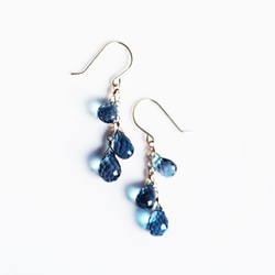 K18 Pierced earring with London blue topaz outlet 第1張的照片