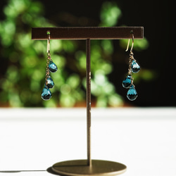 K18 Pierced earring with London blue topaz outlet 第2張的照片