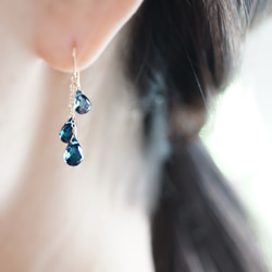 K18 Pierced earring with London blue topaz outlet 第3張的照片