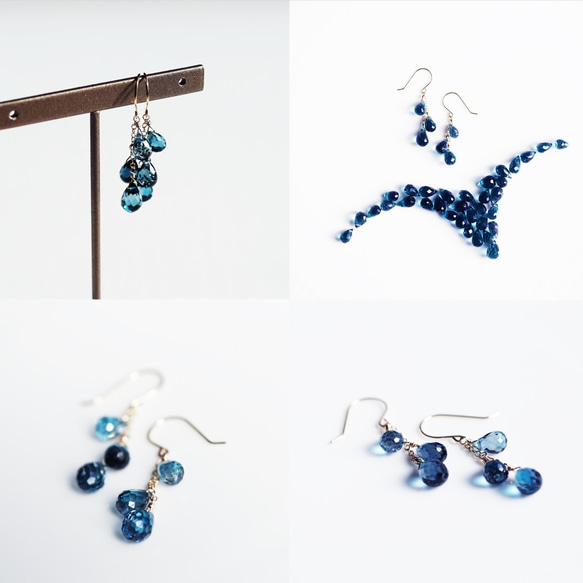 K18 Pierced earring with London blue topaz outlet 第5張的照片