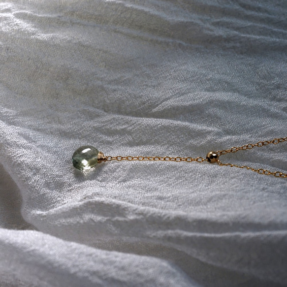 14KGF 70cm Neckrace with green amethyst 第5張的照片