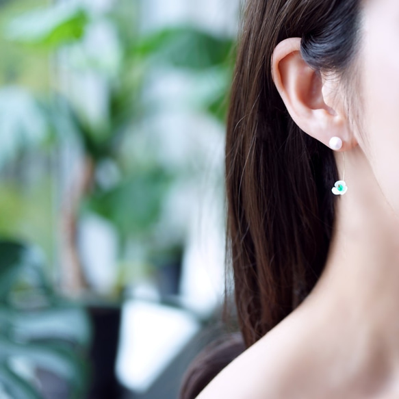 14KGF Pierced earrings with Emerald　～Elin 第2張的照片