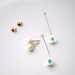 14KGF Pierced earrings with Emerald　～Elin 第3張的照片