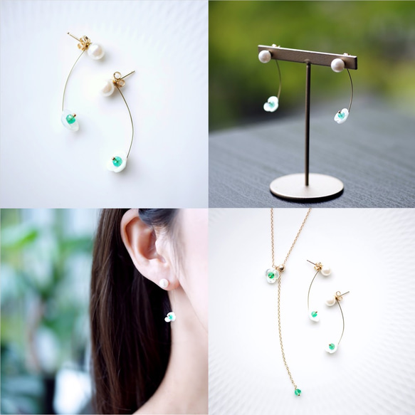 14KGF Pierced earrings with Emerald　～Elin 第5張的照片