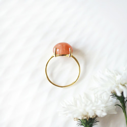 ☆10毫米凸圓形蛋麵戒指，配以橙色月光石〜Myriam 第9張的照片