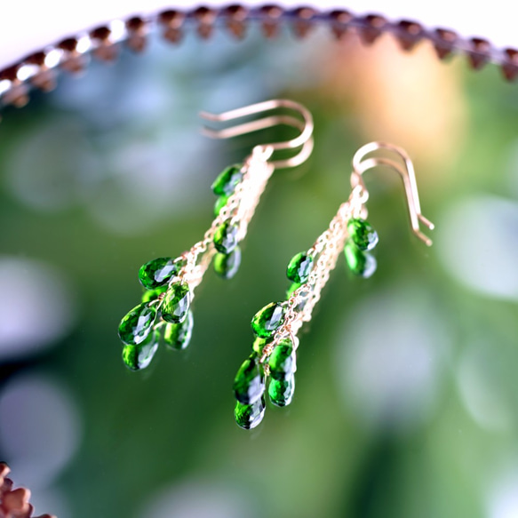 Pierced Earring with Chrome diopside outlet 第2張的照片