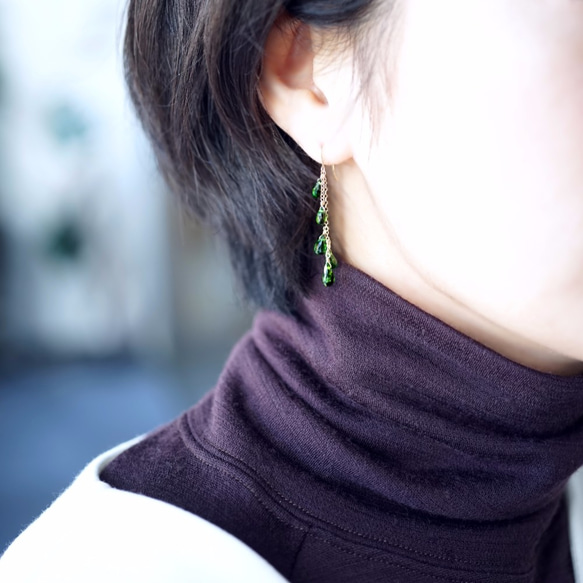 Pierced Earring with Chrome diopside outlet 第4張的照片